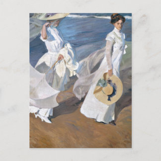 Carte Postale Joaquin Sorolla - Femmes se promenant sur la plage