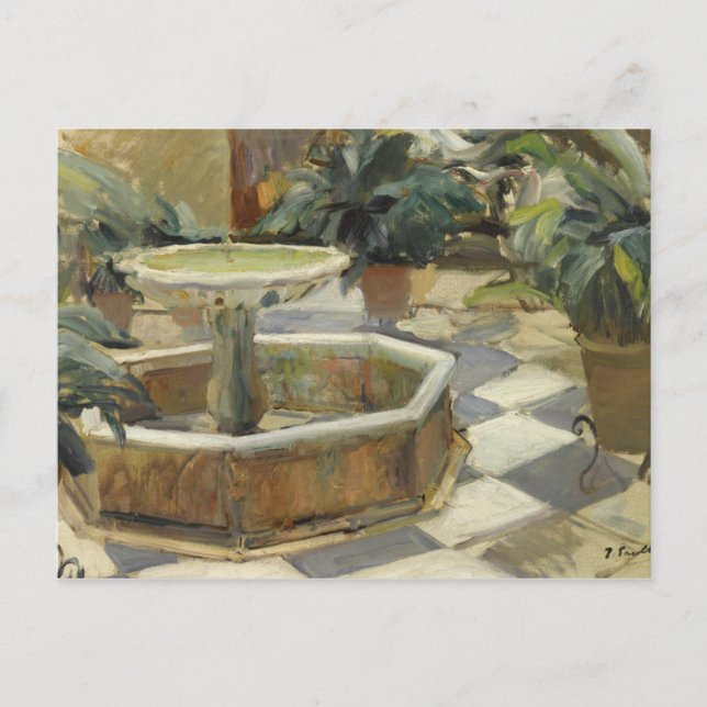 Carte Postale Joaquin Sorolla - Fontaine dans une cour (Devant)