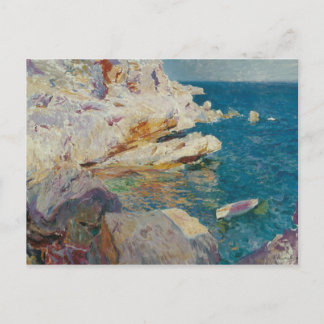 Carte Postale Joaquin Sorolla-Rocks de Javea et le Bateau Blanc