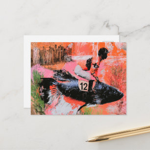 Carte Postale Jockey Poisson Drôle Numéro Douze