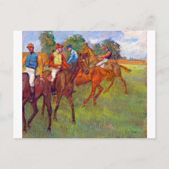Carte Postale Jockeys et chevaux de course, Edgar Degas (Devant)