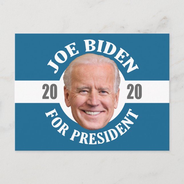 Carte Postale Joe Biden 2020 - Design classique photo bleu blanc (Devant)