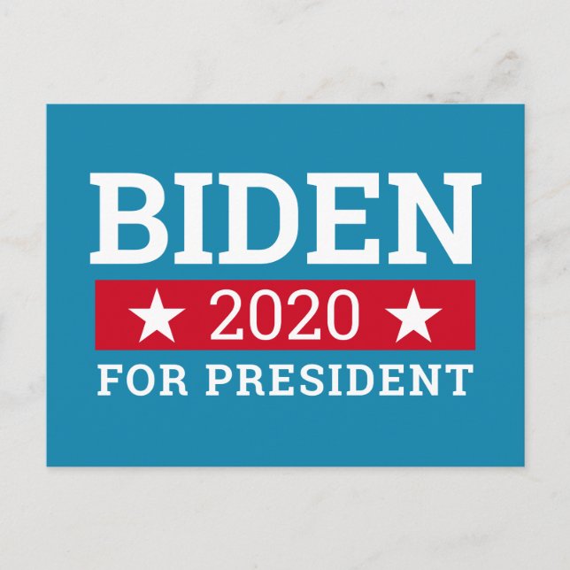 Carte Postale Joe Biden 2020 pour le président - Turquoise Blue  (Devant)