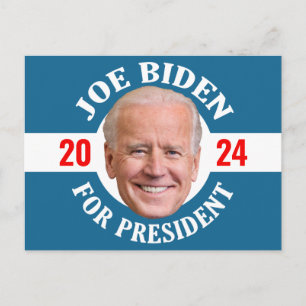 Carte Postale Joe Biden 2024 - Design classique photo bleu blanc