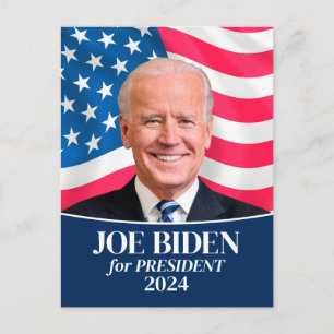 Carte Postale Joe Biden 2024 pour le Président Photo et Drapeau