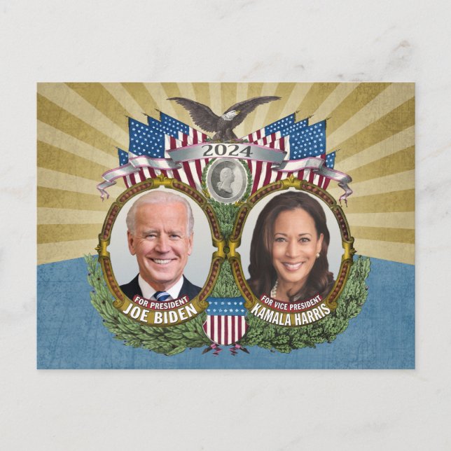 Carte Postale Joe Biden Kamala Harris 2024 - Photo Jugate (Devant)