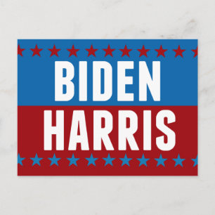 Carte Postale Joe Biden Kamala Harris Blue Red Stars