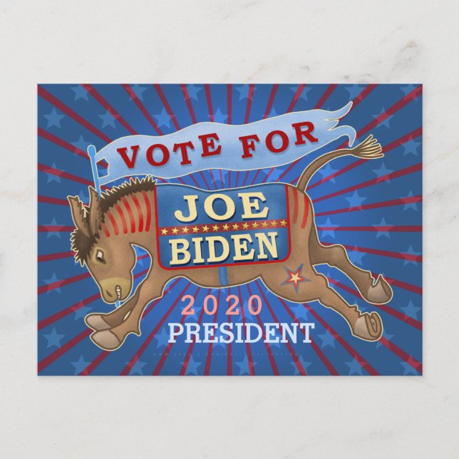 Carte Postale Joe Biden pour le président 2020 Démocrate Donkey (Devant)