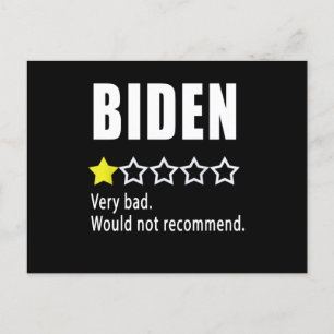Carte Postale Joe Biden Très mauvais. Ne serait pas recommandé