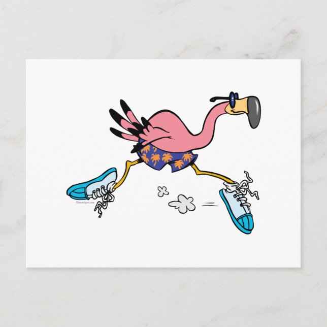 Carte Postale jogging stupide et mignon qui tourne flamingo (Devant)