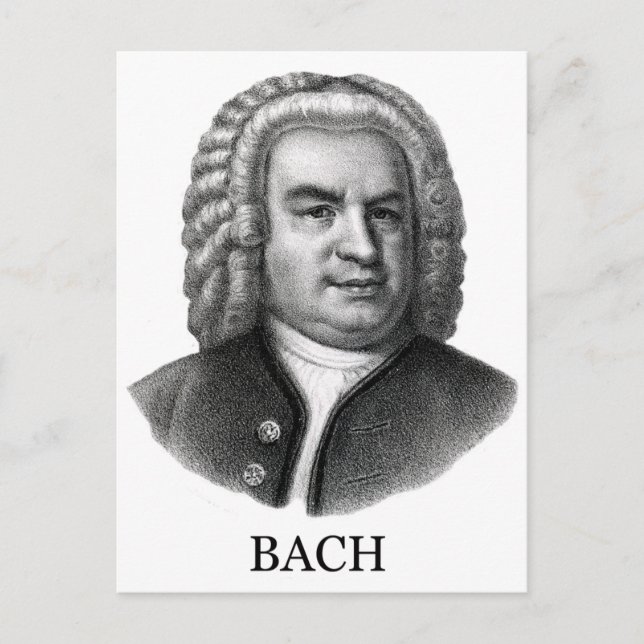 Carte Postale Johann Sebastian Bach, noir (Devant)