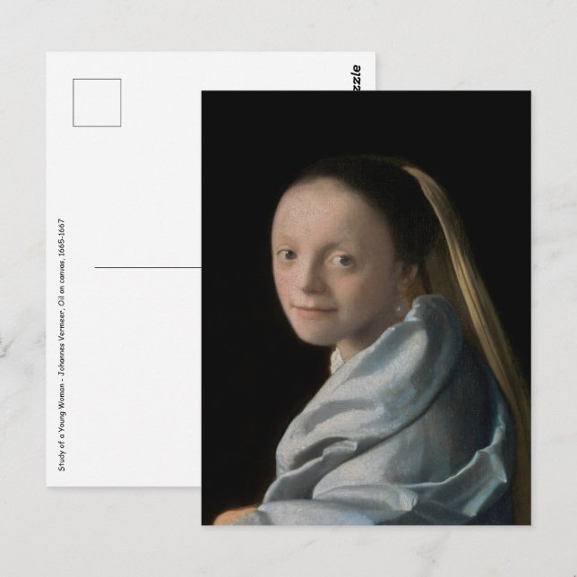 Carte Postale Johannes Vermeer - Étude d'une jeune femme (Devant / Derrière)