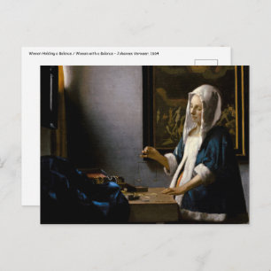 Carte Postale Johannes Vermeer - Femme tenant un équilibre