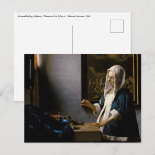 Carte Postale Johannes Vermeer - Femme tenant une balance