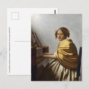 Carte Postale Johannes Vermeer - Jeune femme assise à Virginal