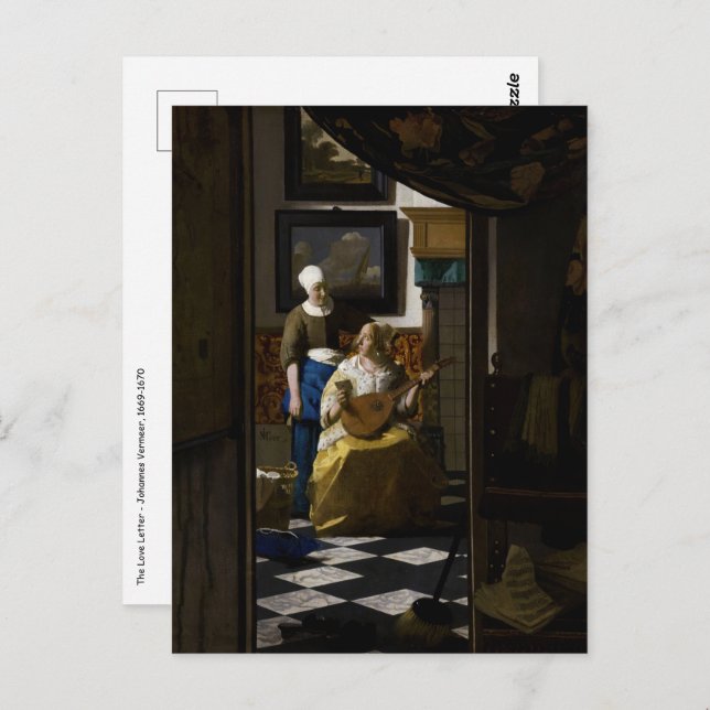 Carte Postale Johannes Vermeer - La Lettre d'amour (Devant / Derrière)