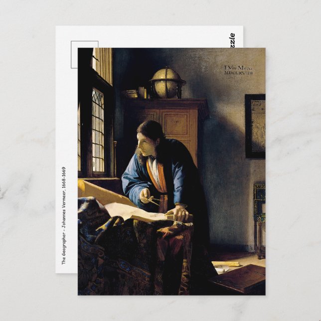 Carte Postale Johannes Vermeer - Le géographe (Devant / Derrière)