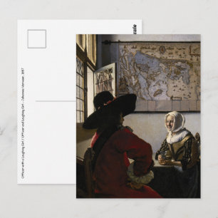 Carte Postale Johannes Vermeer - Officier avec une jeune fille r