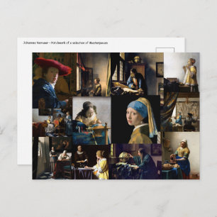Carte Postale Johannes Vermeer - Patchwork de chefs-d'oeuvre