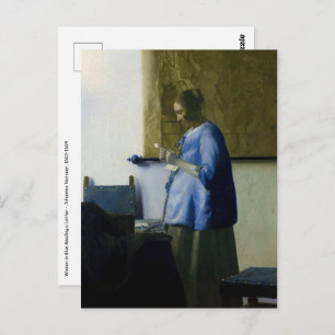 Carte Postale Johannes Vermeer - Une femme en bleu lisant une le