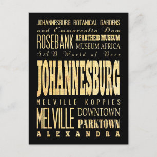 Carte Postale Johannesburg Ville d'Afrique du Sud Typographie Ar