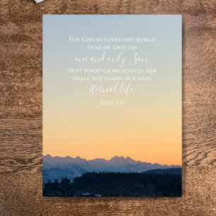 Carte Postale John 3:16 Texte personnalisé Photo originale des