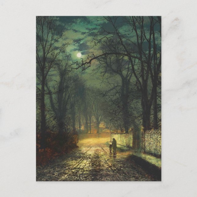 Carte Postale John Atkinson Grimshaw Une voie lune 1874 (Devant)