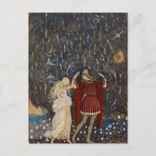 Carte Postale John Bauer Princesse et Prince Art Vintage
