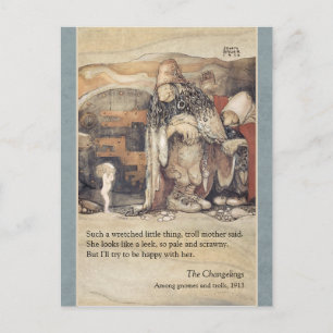 Carte Postale John Bauer Troll couple et princesse bébé CC1024