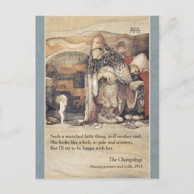 Carte Postale John Bauer Troll couple et princesse bébé CC1024 (Devant)