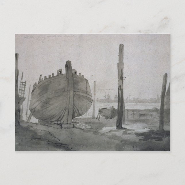 Carte Postale John Constable | Scène fluviale avec navire au cou (Devant)
