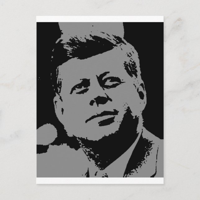 Carte Postale John F. Kennedy silhouette noire et grise (Devant)