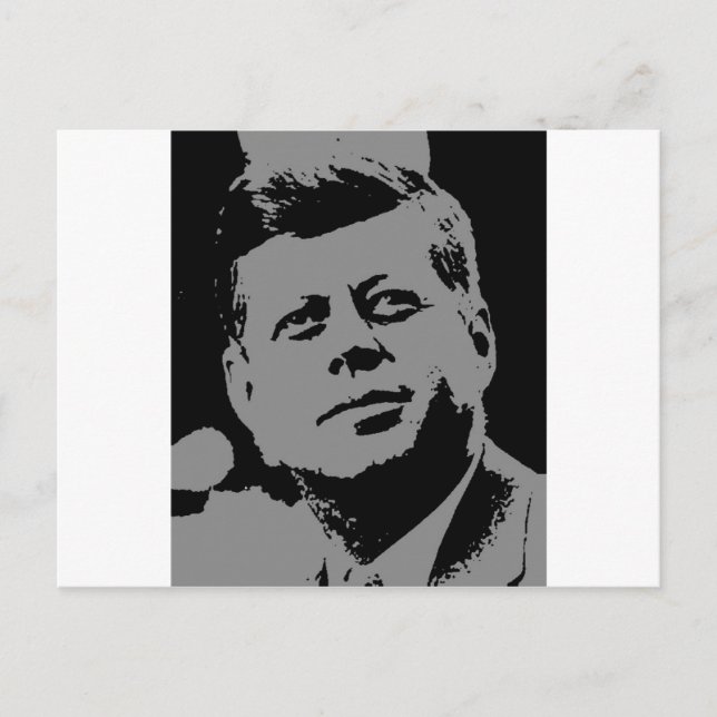 Carte Postale John F. Kennedy silhouette noire et grise (Devant)