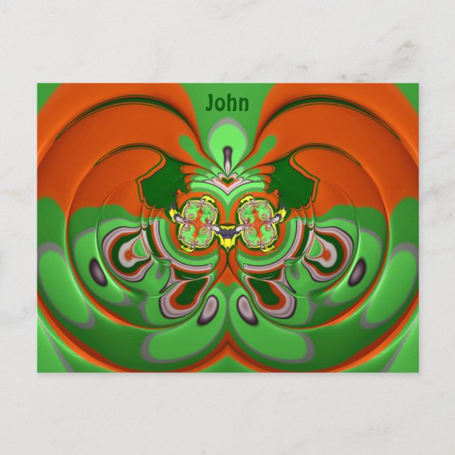 Carte Postale JOHN ~ Motif de conception 3D ~ Couleurs de Noël~ (Devant)