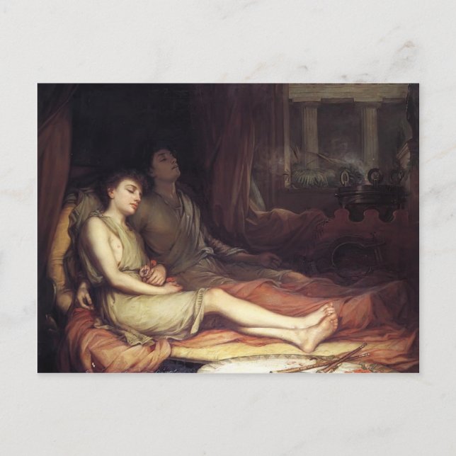 Carte Postale John Waterhouse - Sleep et Son demi-frère Mort (Devant)