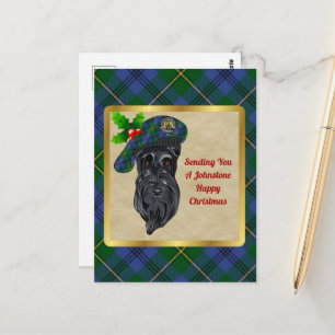 Carte Postale Johnstone Clan Badge & Tartan Christmas Postcard