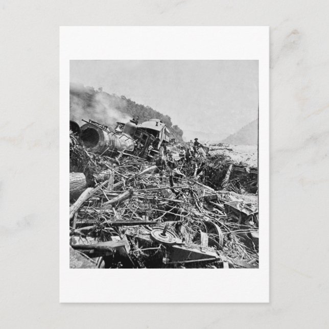 Carte Postale Johnstown Flood Train Wreck Vintage 1889 (Devant)