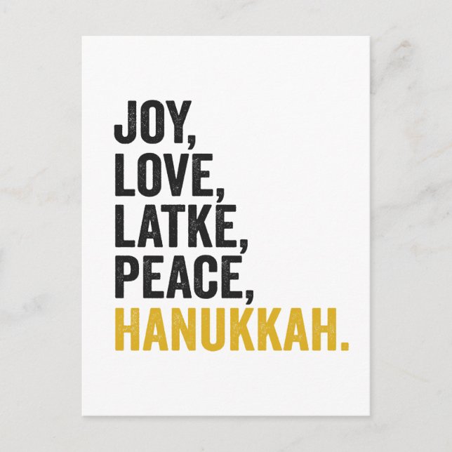 Carte Postale Joie Amour Latkes Paix Hanukkah Drôle Juif (Devant)