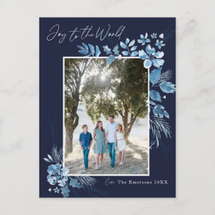 Carte Postale Joie au monde Fleur de Noël aquarelle