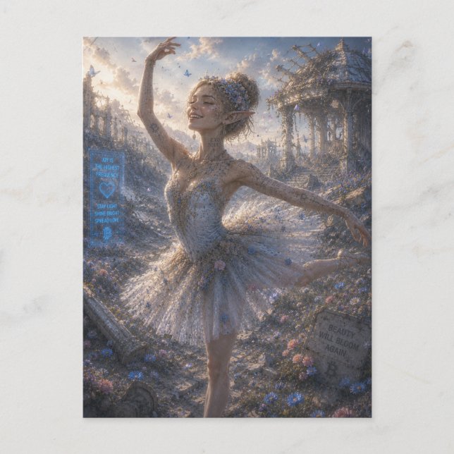 Carte Postale Joie / Ballerine / Champ de fleurs (Devant)