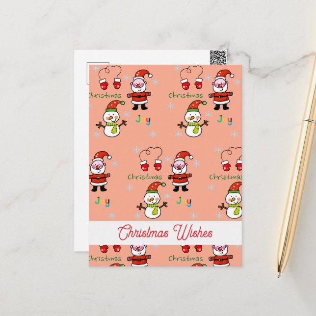 Carte Postale joie de Noël (Devant/Arrière en situation)