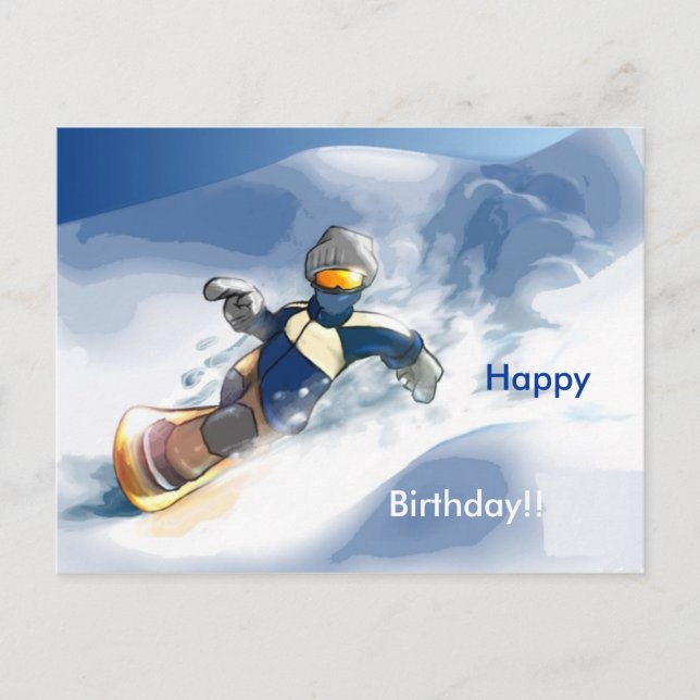 Carte Postale Joie de snowboard, Joyeux Anniversaire !! (Devant)