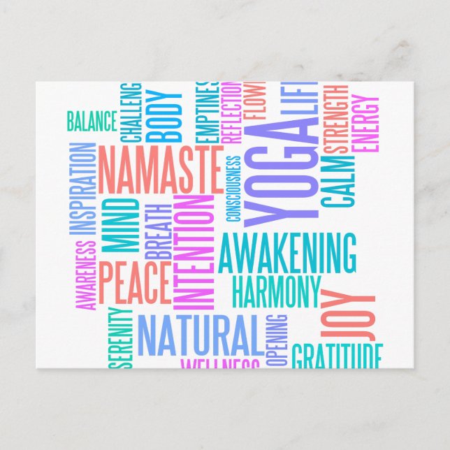 Carte Postale Joie du Yoga Elégant Pastel Coloured Word Cloud (Devant)