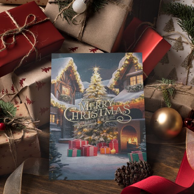 Carte Postale Joie festive : des cadeaux ornent une maison  (Créateur téléchargé)