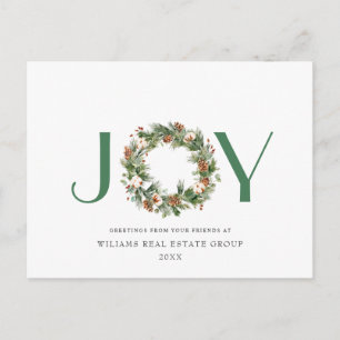 Carte Postale JOIE Festive Pine Cônes Noël Salutation