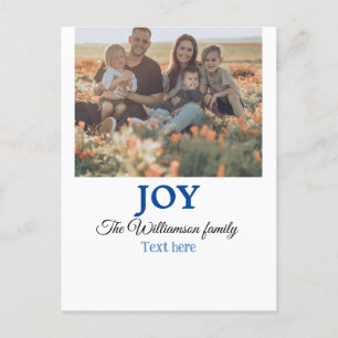 Carte Postale Joie Noël ajouter nom de famille photo cadeaux de