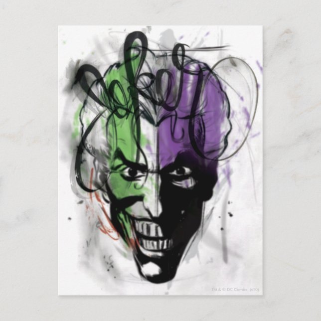 Carte Postale Joker Neon Airbrush Portrait (Devant)