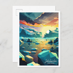 Carte Postale Jokulsarlon Islande Voyage illustration Vintage