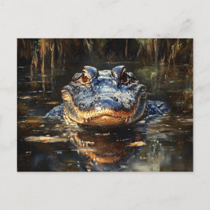 Carte Postale Joli Alligator en Floride Everglades Peinture