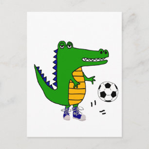 Carte Postale Joli Alligator Jouer au football ou au football Ca